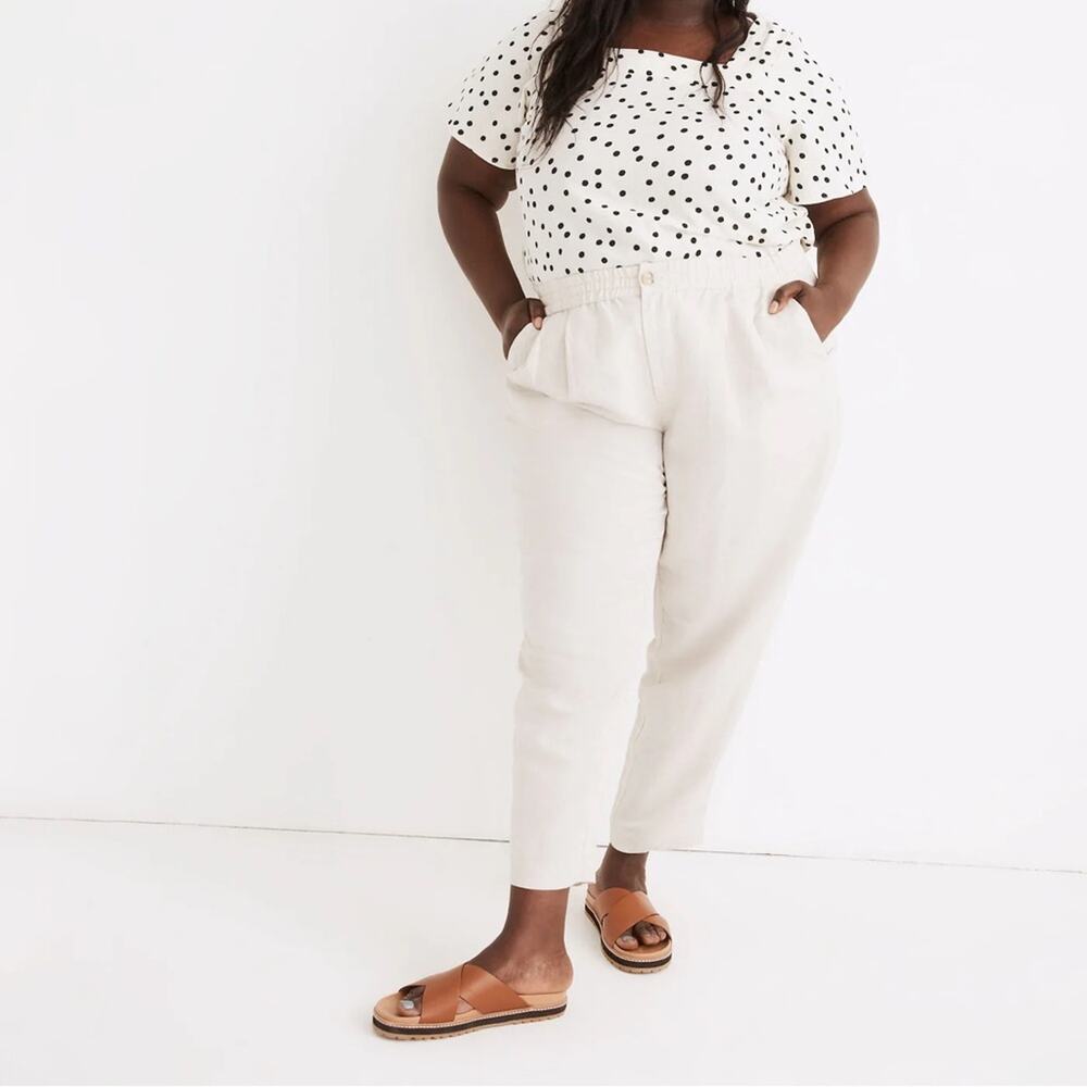 Madewell Linen Blend Track Trousers Ankle Pant High Rise Natural Size XS